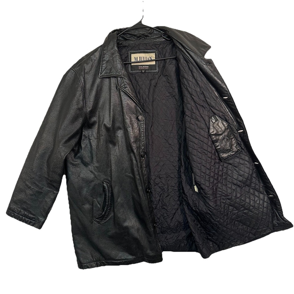 M. Julian Wilson's Leather Jacket Men's XL Black 1986 VTG Y2K Streetwear Retro